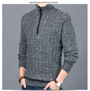 Winter Stand Collar Knitted Half Zip Sweater