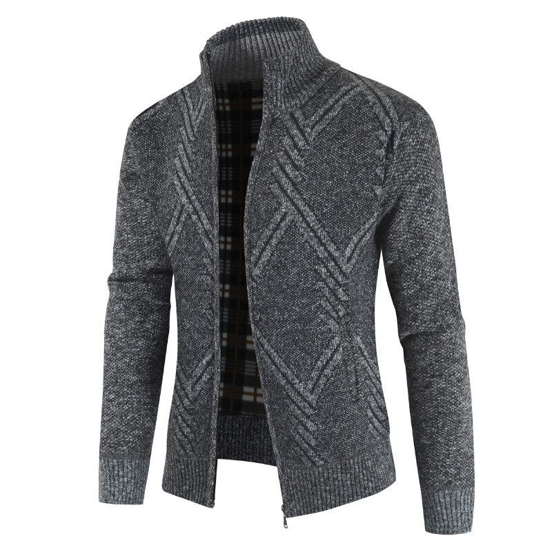 Autumn Winter Fleece Zipper Granite Cardigan