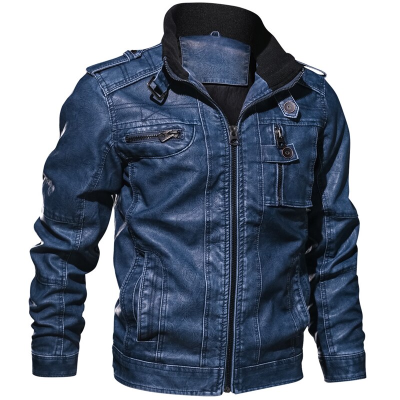 Leather Casual Motorcycle Biker Military Jacket