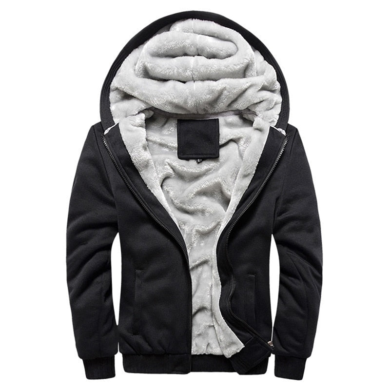 Fashion Autumn Winter Zipper Velvet Hoodie