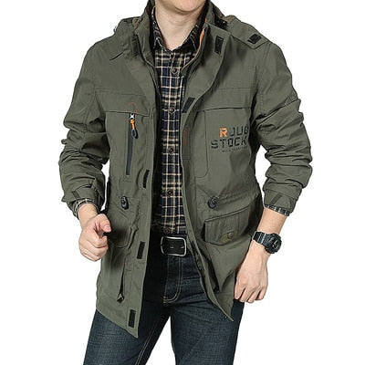 Casual Outwear Hooded Cargo Bomber Jacket