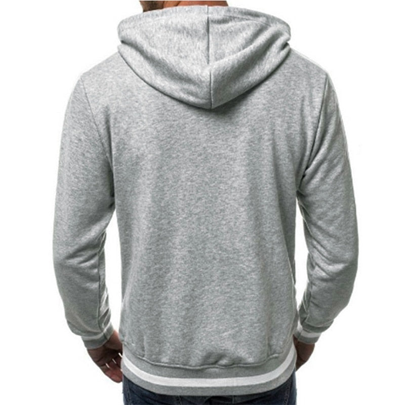 Casual Zipper Long Sleeve Solid Hoodie