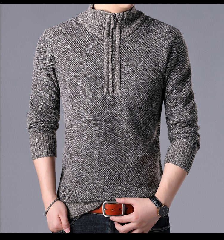 Casual Half Zipper Thick Knitted Sweater