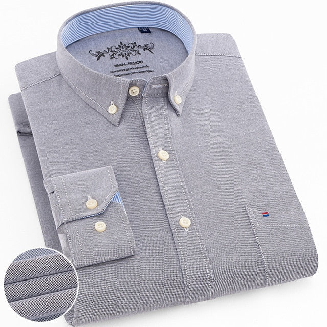 Solid Oxford Long Sleeve Dress Shirt