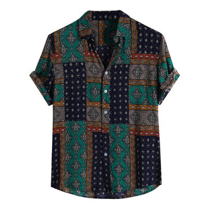 Summer Retro Vintage Ethnic Printed Shirt