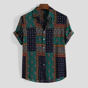 Summer Retro Vintage Ethnic Printed Shirt