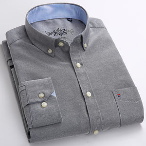 Fashion Solid Oxford Long Sleeve Shirt