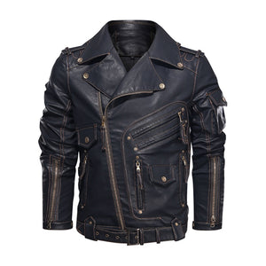 Leather Zipper Black Motorcycle Biker Jacket