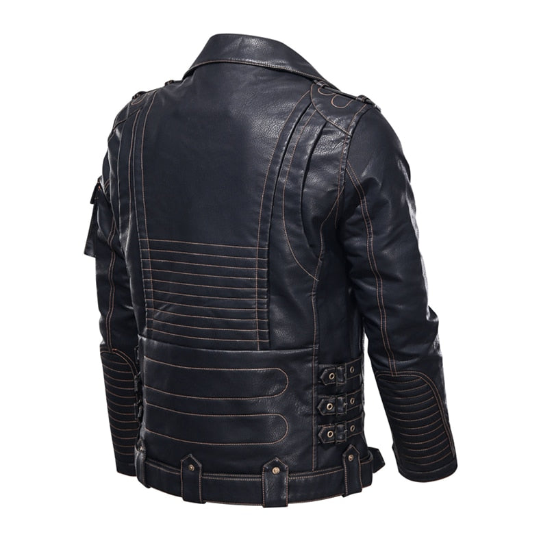 Leather Zipper Black Motorcycle Biker Jacket