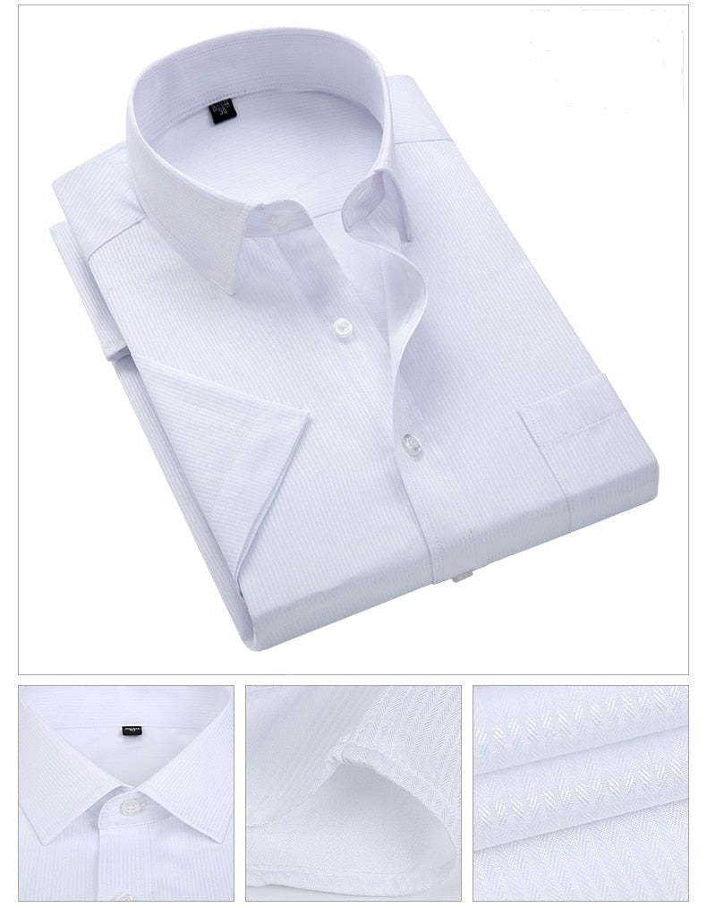 Summer Striped Short Sleeve Dress Shirt