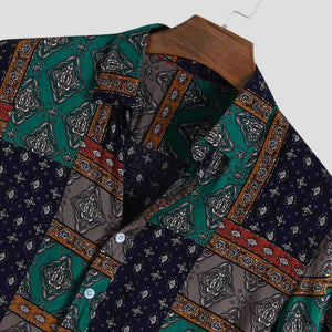 Summer Retro Vintage Ethnic Printed Shirt