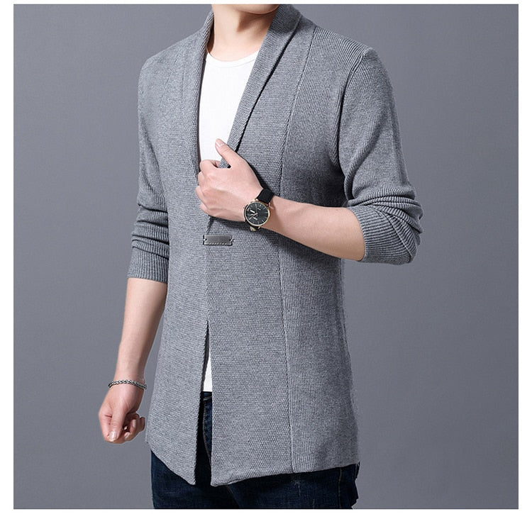 Casual Solid Color Long Single Button Cardigan