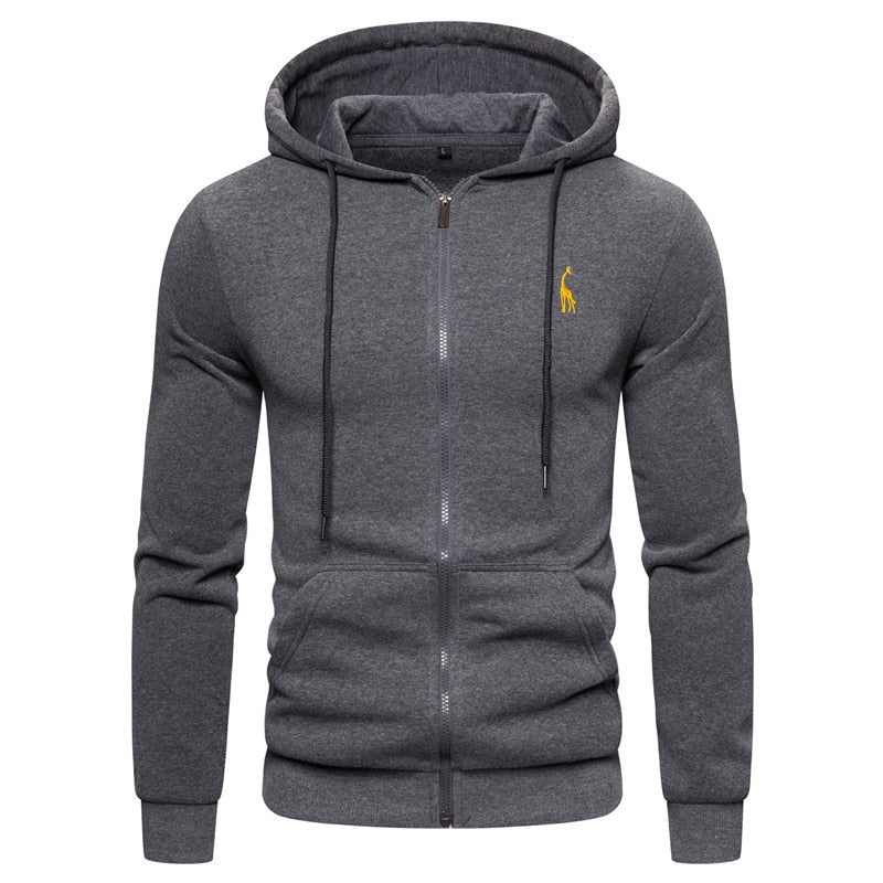 Solid Fashion Fleece Zipper Sportstyle Hoodie