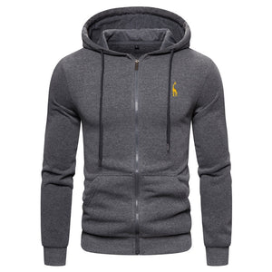 Solid Fashion Fleece Zipper Sportstyle Hoodie