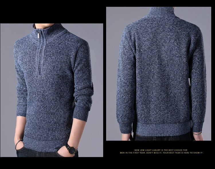 Casual Half Zipper Thick Knitted Sweater