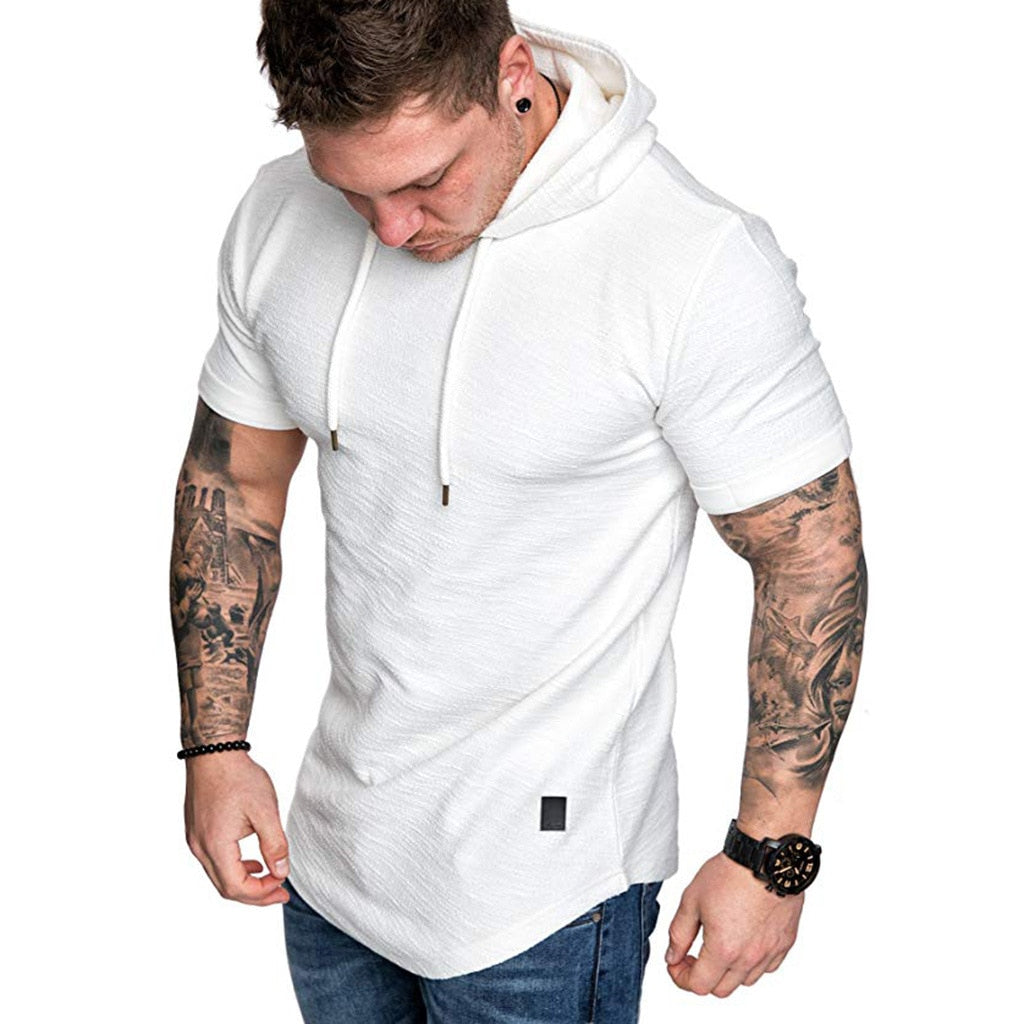 Casual Solid Color Short Sleeve Hoodie