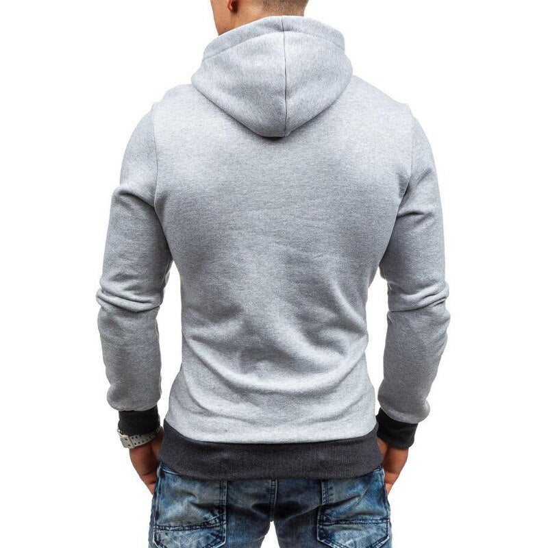 Fashion Solid Color Diagonal Zipper Hoodie