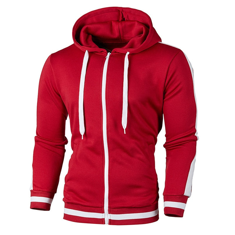 Casual Zipper Long Sleeve Solid Hoodie