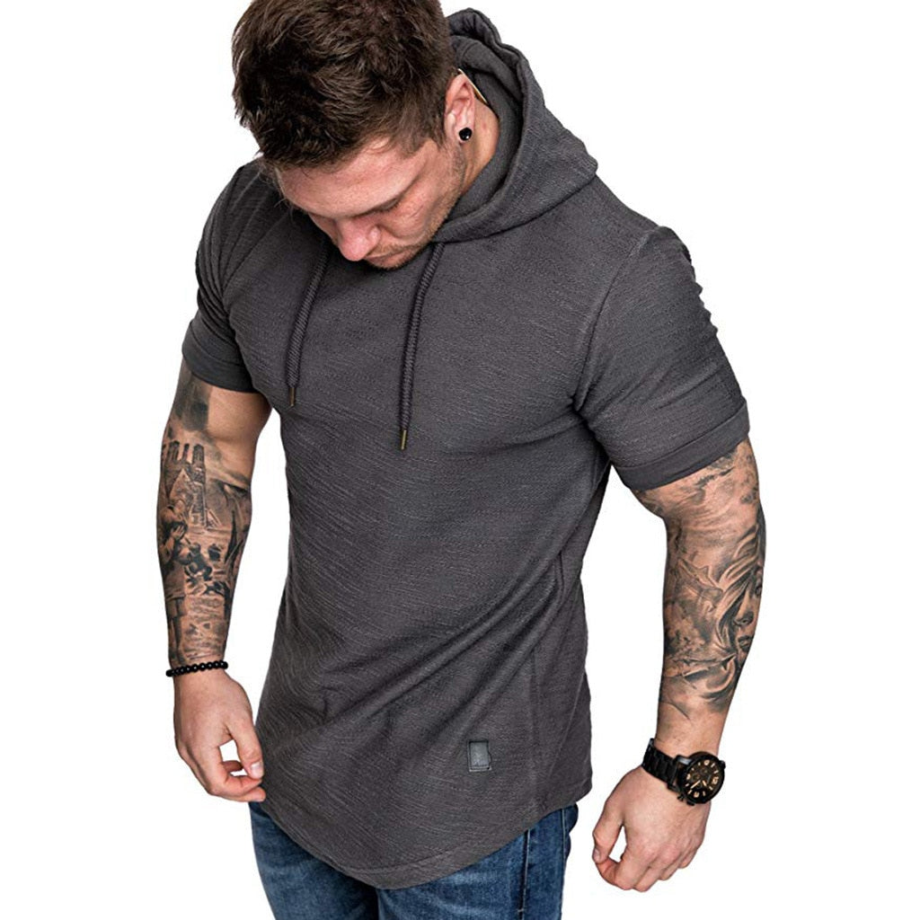 Casual Solid Color Short Sleeve Hoodie