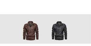 Autumn Winter Leather Motorcycle Hooded Jacket