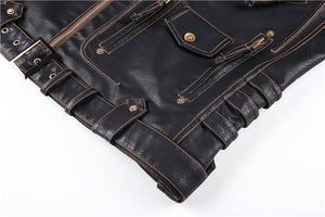 Leather Zipper Black Motorcycle Biker Jacket