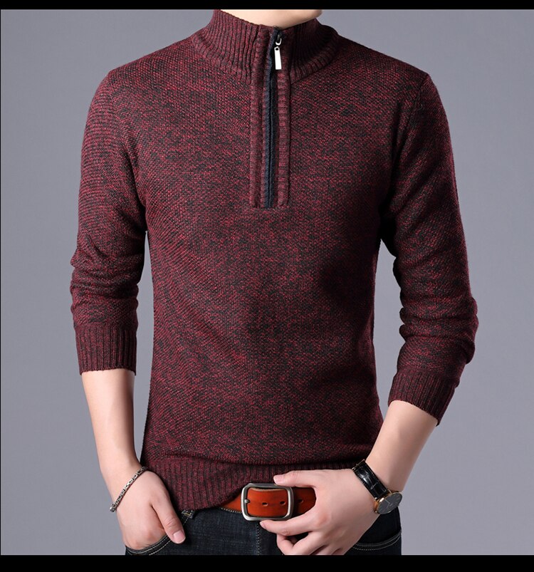 Casual Half Zipper Thick Knitted Sweater