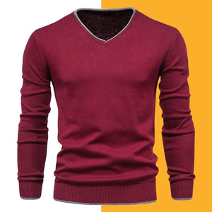 Fashion Solid Color Slim V-Neck Pullover