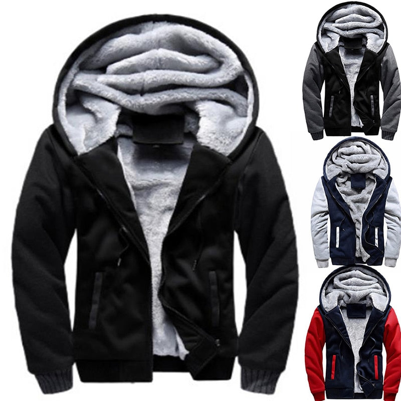 Fashion Autumn Winter Zipper Velvet Hoodie