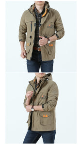 Casual Outwear Hooded Cargo Bomber Jacket