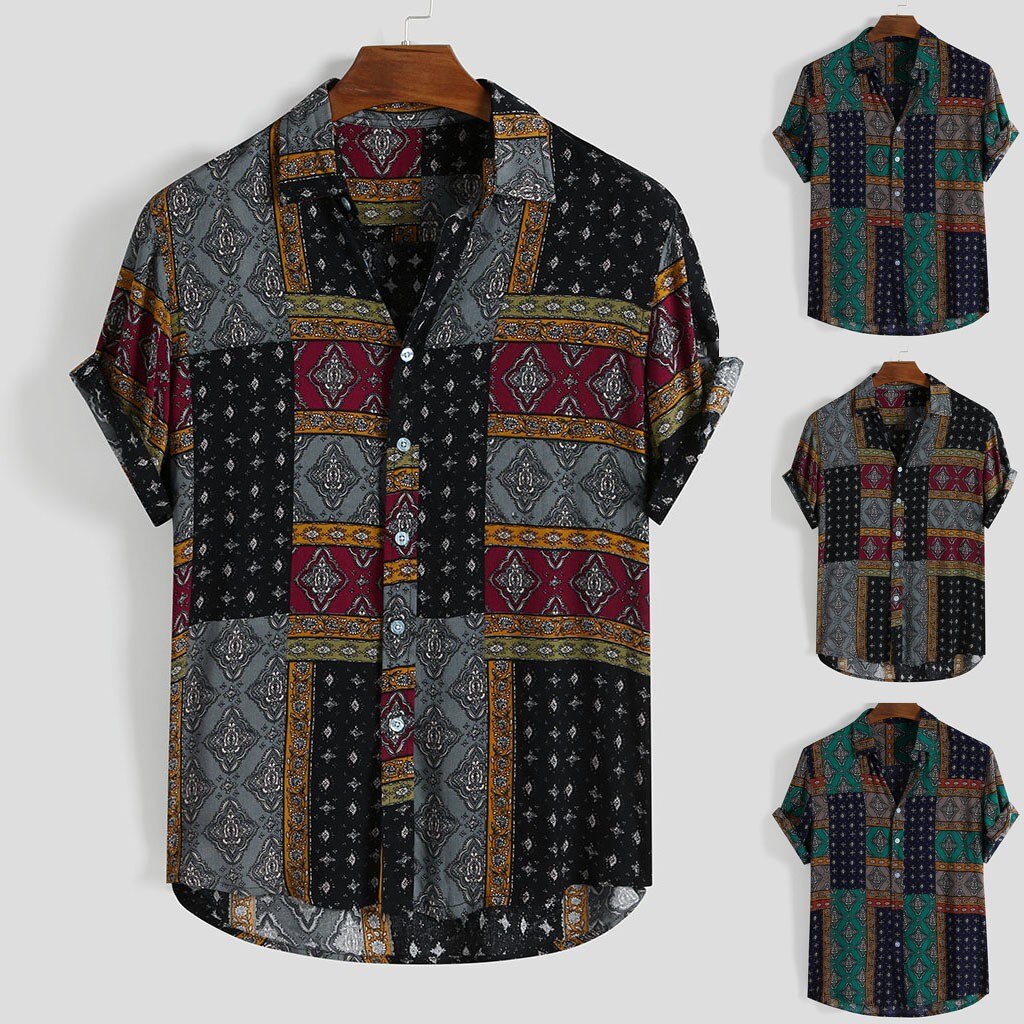 Summer Retro Vintage Ethnic Printed Shirt