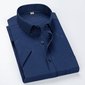 Summer Striped Short Sleeve Dress Shirt