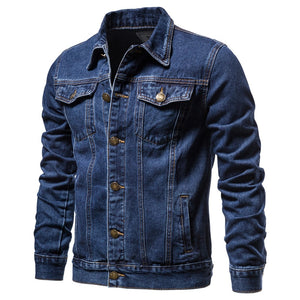 Cotton Denim Buttons Solid Color Jeans Jacket