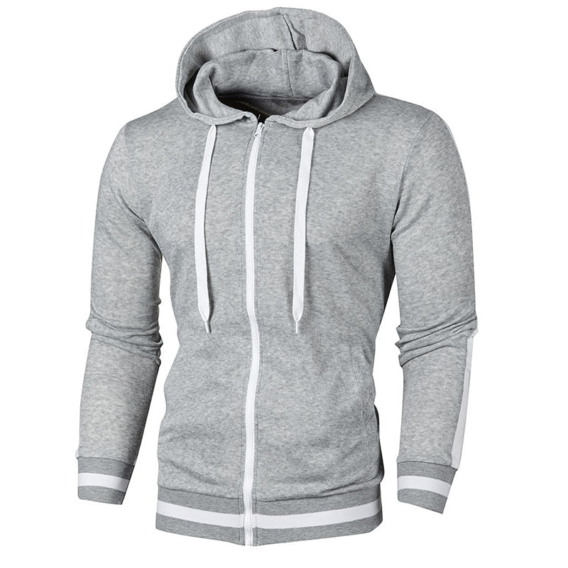 Casual Zipper Long Sleeve Solid Hoodie