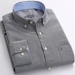 Fashion Solid Oxford Long Sleeve Shirt