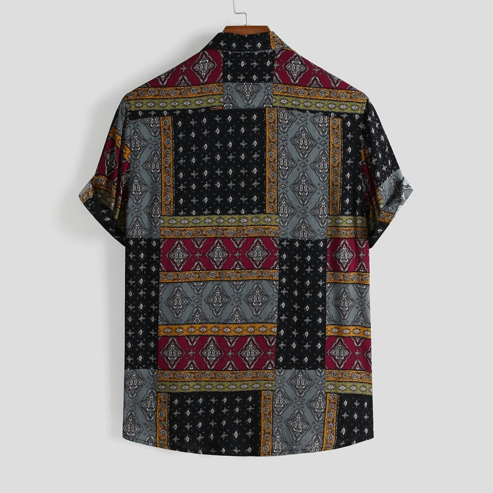 Summer Retro Vintage Ethnic Printed Shirt