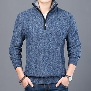 Winter Stand Collar Knitted Half Zip Sweater