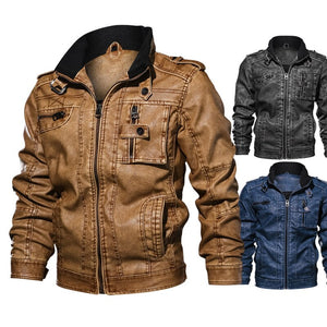 Leather Casual Motorcycle Biker Military Jacket