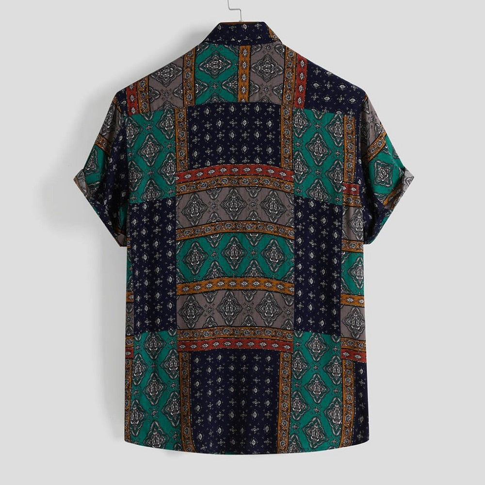 Summer Retro Vintage Ethnic Printed Shirt