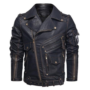 Leather Zipper Black Motorcycle Biker Jacket