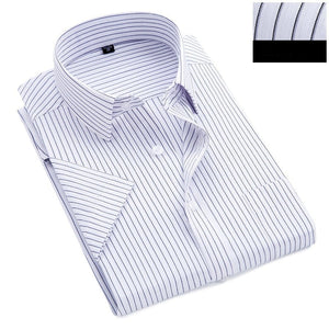 Summer Striped Short Sleeve Dress Shirt