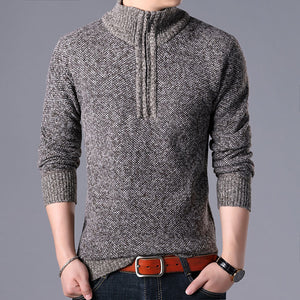 Casual Half Zipper Thick Knitted Sweater