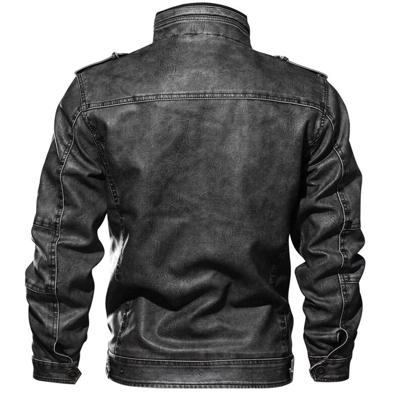 Leather Casual Motorcycle Biker Military Jacket