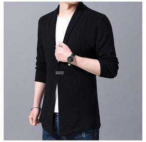 Casual Solid Color Long Single Button Cardigan