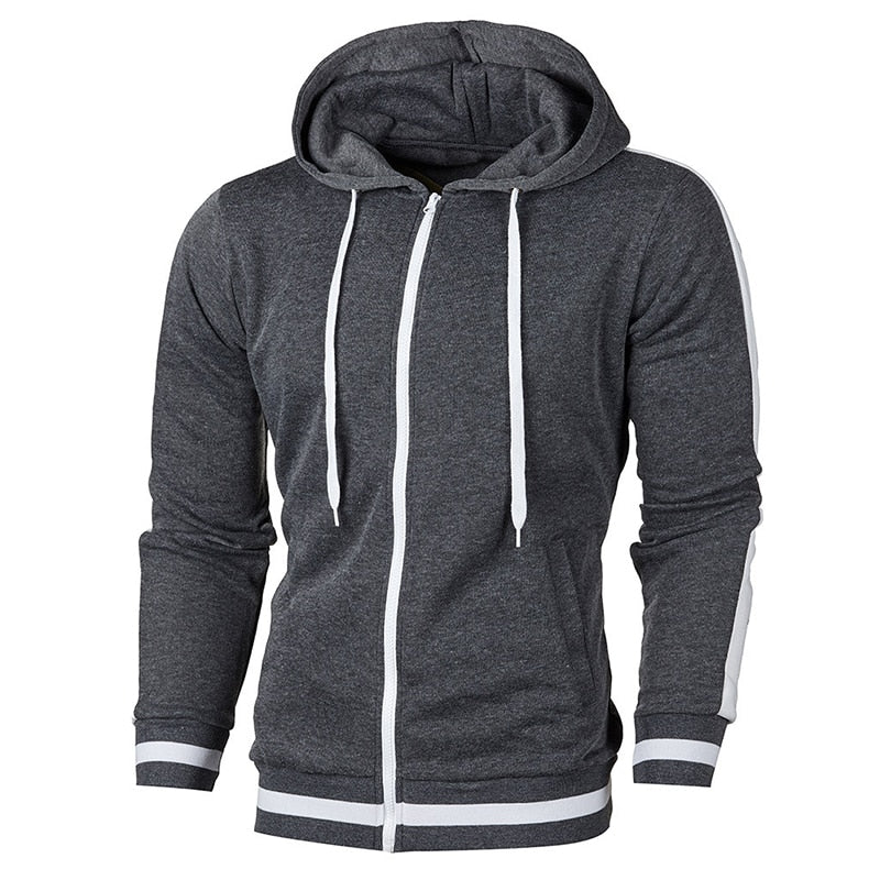 Casual Zipper Long Sleeve Solid Hoodie