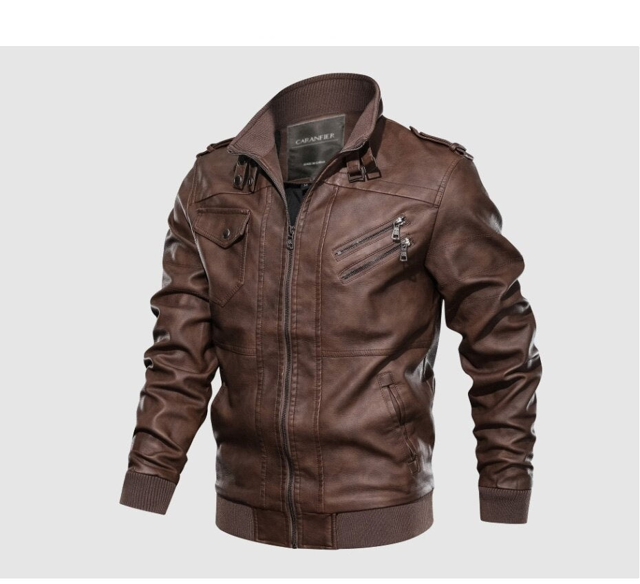 Autumn Winter Leather Motorcycle Hooded Jacket