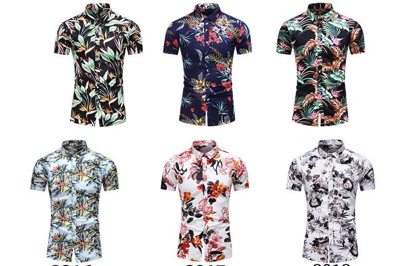 Summer Hawaiian Beach Floral Festive Shirts