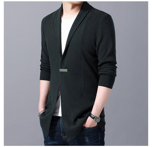 Casual Solid Color Long Single Button Cardigan