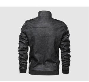 Autumn Winter Leather Motorcycle Hooded Jacket