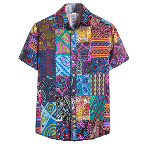 Summer Retro Vintage Ethnic Printed Shirt