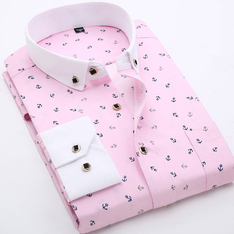 Fashion Printed Floral Long Sleeve Dress Shirt